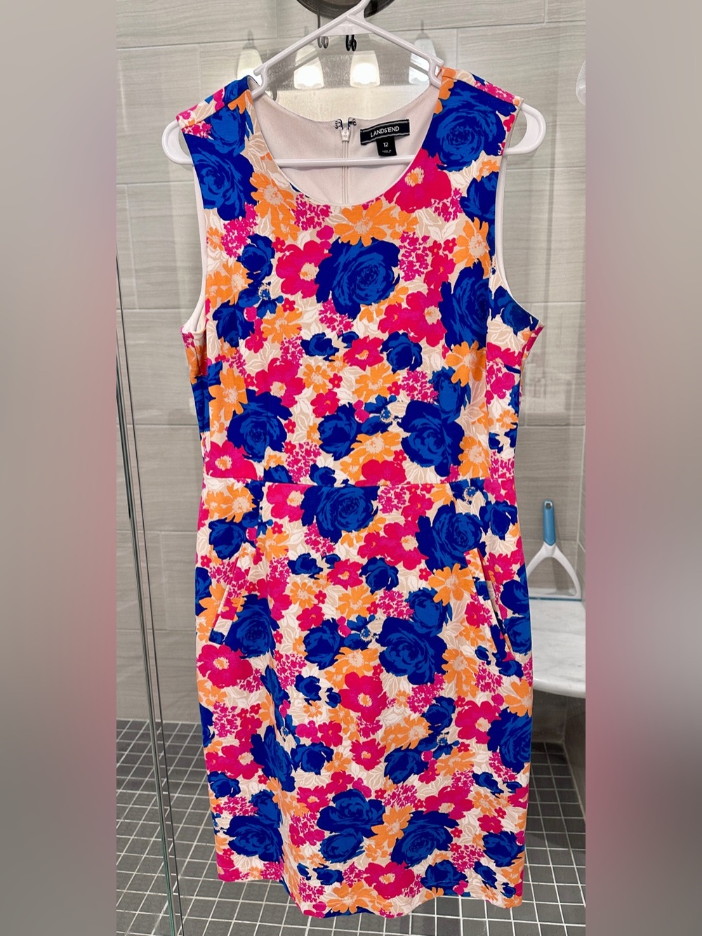 Lands End Stretch Zip Up Floral Dress Size 12